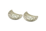 Bombeli Dokulu Ay, 5 Antik Gümüş Kaplamalı Pirinç Çiçek Dokulu Ay Bulguları (28x14mm) C022