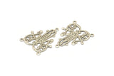 Silver Earring Finding, 12 Antique Silver Plated Brass Earring Findings With 2 Loops (30x23mm) Brs 475 A0606
