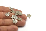 Silver Rose Charm, 40 Antique Silver Plated Brass Rose Charms With 1 Loop, Findings (14x11mm) A0525