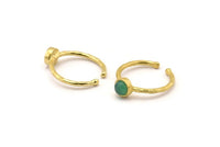 Brass Ring Settings, 4 Raw Brass Round Ring With 1 Stone Setting - Pad Size 5mm N1762