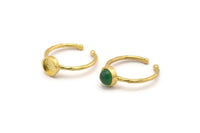 Brass Ring Settings, 4 Raw Brass Round Ring With 1 Stone Setting - Pad Size 6mm N1763