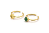 Brass Ring Settings, 4 Raw Brass Round Ring With 1 Stone Setting - Pad Size 6mm N1763