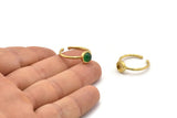 Brass Ring Settings, 4 Raw Brass Round Ring With 1 Stone Setting - Pad Size 6mm N1763
