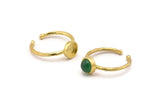 Brass Ring Settings, 4 Raw Brass Round Ring With 1 Stone Setting - Pad Size 6mm N1763