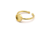 Brass Ring Settings, 4 Raw Brass Round Ring With 1 Stone Setting - Pad Size 7mm N1764