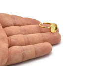Brass Ring Settings, 4 Raw Brass Round Ring With 1 Stone Setting - Pad Size 9mm N1766