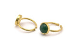 Brass Ring Settings, 4 Raw Brass Round Ring With 1 Stone Setting - Pad Size 10mm N1767
