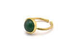 Brass Ring Settings, 4 Raw Brass Round Ring With 1 Stone Setting - Pad Size 10mm N1767