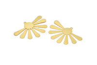 Gold Sun Charm, 2 Gold Plated Brass Sun Charms With 1 Loop, Findings, Earrings (44x29x0.50mm) D969 Q0907