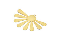 Gold Sun Charm, 2 Gold Plated Brass Sun Charms With 1 Loop, Findings, Earrings (44x29x0.50mm) D969 Q0907