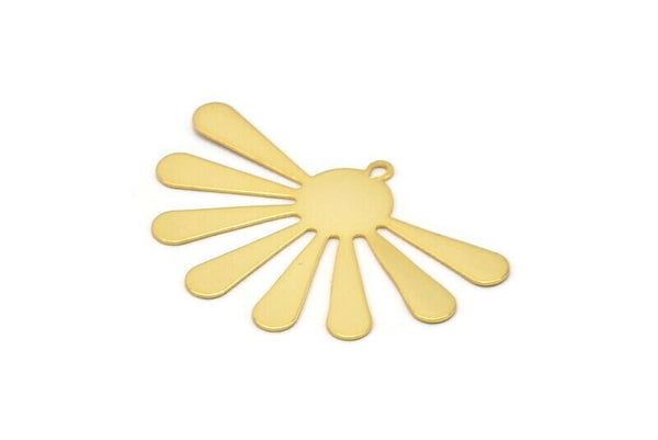 Gold Sun Charm, 2 Gold Plated Brass Sun Charms With 1 Loop, Findings, Earrings (44x29x0.50mm) D969 Q0907