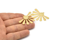 Gold Sun Charm, 2 Gold Plated Brass Sun Charms With 1 Loop, Findings, Earrings (44x29x0.50mm) D969 Q0907