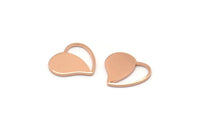 Rose Gold Heart Charm, 8 Rose Gold Plated Brass Heart Blanks, Earrings, Findings (13x14x1mm) D1013
