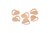 Rose Gold Heart Charm, 8 Rose Gold Plated Brass Heart Blanks, Earrings, Findings (13x14x1mm) D1013