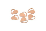 Rose Gold Heart Charm, 8 Rose Gold Plated Brass Heart Blanks, Earrings, Findings (13x14x1mm) D1013