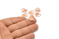 Rose Gold Heart Charm, 8 Rose Gold Plated Brass Heart Blanks, Earrings, Findings (13x14x1mm) D1013