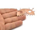 Rose Gold Eye Charm, Rose Gold Plated Brass Eye Charms With 1 Loop, Pendants, Earrings (43x39x1mm) D1176 Q0884