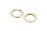 Silver Hexagon Ring, 12 Antique Silver Brass Hexagon Charms, Rings (14x2x1.2mm) D0082 H0637