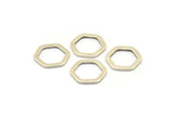 Silver Hexagon Ring, 12 Antique Silver Brass Hexagon Charms, Rings (14x2x1.2mm) D0082 H0637