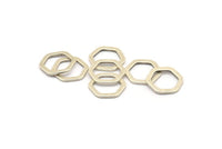 Silver Hexagon Ring, 12 Antique Silver Brass Hexagon Charms, Rings (14x2x1.2mm) D0082 H0637