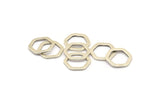 Silver Hexagon Ring, 12 Antique Silver Brass Hexagon Charms, Rings (14x2x1.2mm) D0082 H0637