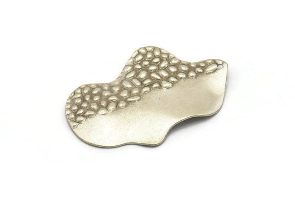 Silver Irregular Charm, 4 Antique Silver Plated Brass Irregular Charms With 1 Hole, Findings, Earrings, Pendants (43x29x0.60mm) D959