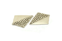Silver Diamond Charm, 6 Antique Silver Plated Brass Diamond With 1 Hole, Earrings, Findings (35x27x0.70mm) D1039 H1156