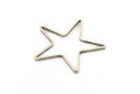 Huge Brass Star Pendant, 12 Antique Silver Plated Brass  Star Ring, Charms (42x2x1mm) MB-9-25 H0021
