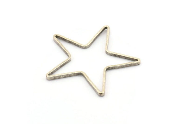 Huge Brass Star Pendant, 12 Antique Silver Plated Brass  Star Ring, Charms (42x2x1mm) MB-9-25 H0021