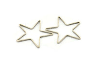 Huge Brass Star Pendant, 12 Antique Silver Plated Brass  Star Ring, Charms (42x2x1mm) MB-9-25 H0021