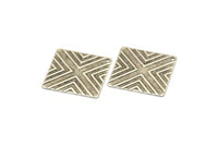 Silver Textured Charm, 10 Antique Silver Plated Brass Square Textured Charms With 1 Hole, Findings (20mm) Brs 673-2 A0133