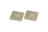 Silver Textured Charm, 10 Antique Silver Plated Brass Square Textured Charms With 1 Hole, Findings (20mm) Brs 673-2 A0133