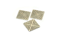 Silver Textured Charm, 10 Antique Silver Plated Brass Square Textured Charms With 1 Hole, Findings (20mm) Brs 673-2 A0133