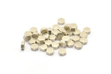Gümüş Altıgen Boş, 25 Antik Gümüş Kaplamalı Pirinç Altıgen Boş (5x2,25 mm) D0127 H0114