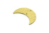 Hammered Crescent Charm, Raw Brass Hammered Moons with 2 Holes (30x11x1.2mm) N0388