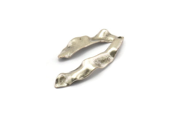 Silver Wavy Charm, 10 Antique Silver Plated Brass Wavy U Shaped Charms With 1 Hole, Earrings, Findings (34x18x0.50mm) D1204 H1163