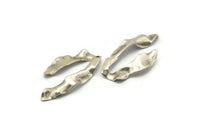 Silver Wavy Charm, 10 Antique Silver Plated Brass Wavy U Shaped Charms With 1 Hole, Earrings, Findings (34x18x0.50mm) D1204 H1163