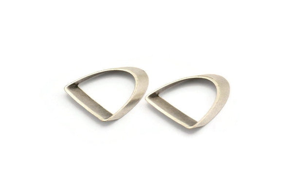 Antik Gümüş Yarım Daire - 12 Antik Gümüş Kaplama Pirinç Yarım Daire Kalın Kesim Bağlantı Elemanı (8x16x0,4x2x20mm) D0087