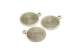 Silver Spiral Charm, 20 Antique Silver Plated Brass Round Spiral Charms With 1 Loop Pendants, Findings (16mm) Brs 135 A0522