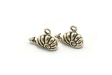 Silver Snail Charm, 6 Antique Silver Plated Brass Snail Charm Earrings With 1 Loop, Findings (12x9mm) N0896