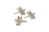 Silver Dragonfly Charm, 25 Antique Silver Plated Brass Dragonfly Charms With 1 Loop, Findings (15mm) Brs 1997 A0502