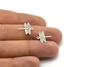 Silver Dragonfly Charm, 25 Antique Silver Plated Brass Dragonfly Charms With 1 Loop, Findings (15mm) Brs 1997 A0502