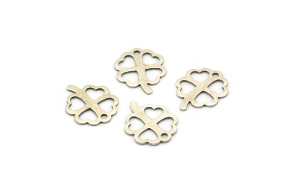 Silver Leaf Charms, 50 Antique Silver Plated Brass Leaf Charms With 1 Hole (13x10mm) A0475