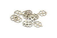 Silver Leaf Charms, 50 Antique Silver Plated Brass Leaf Charms With 1 Hole (13x10mm) A0475