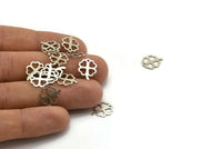 Silver Leaf Charms, 50 Antique Silver Plated Brass Leaf Charms With 1 Hole (13x10mm) A0475