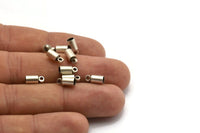 Antique Silver Tassel End Caps, 24 Antique Silver Plated End Cap, Cord Tips, Cord Ends (9x4mm) Cap 7 B0017 H0169