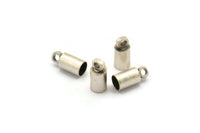 Tassel End Caps, 24 Antique Silver Plated End Cap, Cord Tips, Cord Ends (9x4mm) Cap 7 B0017 H0169
