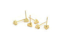 Gold Triangle Earring, 8 Gold Plated Brass Triangle Stud Earrings (5.2x2.5mm) D0100 A0980