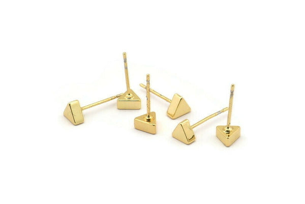Gold Triangle Earring, 8 Gold Plated Brass Triangle Stud Earrings (5.2x2.5mm) D0100 A0980