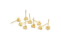 Gold Triangle Earring, 8 Gold Plated Brass Triangle Stud Earrings (5.2x2.5mm) D0100 A0980